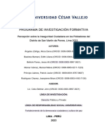 Percepción Sobre La Inseguridad Ciudadana en Los Pobladores Del Distrito de San Martín de Porres, Lima 2023