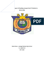 The Effect of Smoking Among Grade 9 Students in MCLLNHS