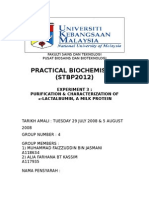 Practical Biochemistry (STBP2012) : Experiment 3: Purification & Characterization Of α -Lactalbumin, A Milk Protein