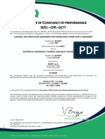 Ertificate of Onstancy of Performance: Control and Indicating Equipment With Integrated Power Supply Equipment