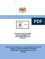 Platelet Rich Plasma (PRP) For Treatment of Osteoarthritis (An Update)