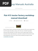 Fiat 415 Tractor Factory Workshop Manual Download - Workshop Manuals Australia