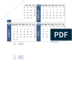 2025 Excel 4 Month Calendar Template 11