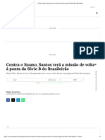 Contra o Ituano, Santos Terá A Missão de Voltar À Ponta Da Série B Do Brasileirão