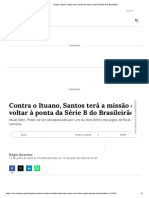 Contra o Ituano, Santos Terá A Missão de Voltar À Ponta Da Série B Do Brasileirão