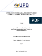 Simulación Empresarial, Perspectiva de La Gerencia General. Caso: Banco Solana