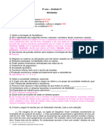 Bloco de Atividades - 6 Ano - Unidade 4