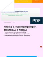 Evolution, Characteristics: Role of Entrepreneurship in Economic Development, Models of Entrepreneurship, Success Stories