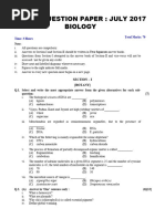 Board Question Paper: July 2017 Biology: Total Marks: 70 Time: 3 Hours