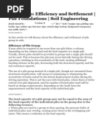 Pile Group - Efficiency and Settlement