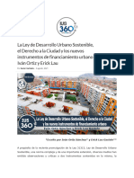 Iván Ortiz y Erick Lau, La Ley de Desarrollo Urbano Sostenible, El Derecho A La Ciudad y Los Nuevos Instrumentos de Financiamiento Urbano