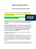 Informatin Sheet 1 On Essay Writing