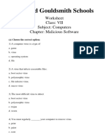 Worksheet Computer Class 7 Malicious Software