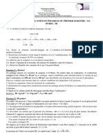 Devoir Numero 2 de Sciences Physiques Du Premier Semestre: 1S2 Duree: 3H Exercice 1: (4points)