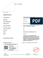 Application For Registration of Company - ASTINO FOODS AND INDUSTRIAL PROCESSING LTD