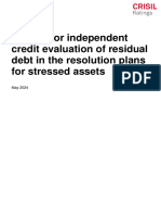 Criteria For Independent Credit Evaluation of Residual Debt in The Resolution Plans For Stressed Assets