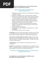 Recomendaciones Dietéticas para La Prevención de La Aterosclerosis en La Población General