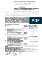 Notification Regarding Schedule For Submission of Offline Permission Cum Examination Forms For Class 11th Annual Private Biannual 2024