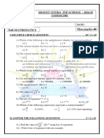 PT - 1 Grade 8 Maths