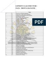 Web Development (Full Stack) Class Structure