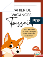 Toussaint Cahier de Vacances Gratuit MS Maternelle