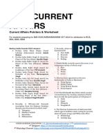 GK Current Affairs Worksheet (Vision Academy)