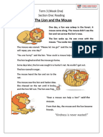 The Lion and The Mouse: Term 3 (Week One) Section One: Reading