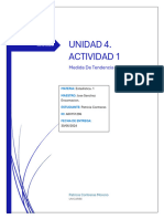 UNIDAD 4. ACTIVIDAD1. Medida de TendenciaCentral. PATRICIA CONTRERAS