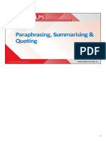 Paraphrasing, Summarising & Quoting