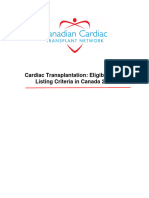 Canadian Cardiac Transplant Eligibility and Listing Criteria - 2012