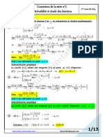 Correction de La Série N°1 Dérivabilité Et Étude Des Fonction