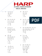 Worksheet 6 Memorandum Equations and Inequalities