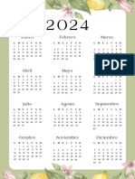 Documento A4 Calendario 2024 Floral Verde