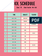 School Schedule: Class: 7B Class Teacher: Mr. Fabi Monday