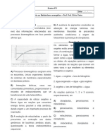 Lista - Introdução Ao Metabolismo Energético