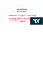 Comparative Analysis of The Services of HDFC Standard Life Insurance Company With Its Major Competitors - HDFC Standard Life