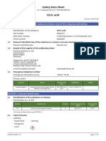 Safety Data Sheet Citric Acid: SECTION 1: Identification of The Substance/mixture and of The Company/undertaking