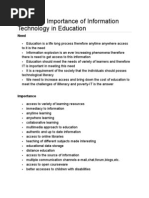 Need and Importance of Information Technology in Education