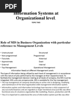 TOPIC Two BOIM 2 Information Systems at Organizational Level 2024