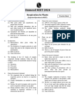 Practice Sheet Respiration in Plants NEET Expected Questions With