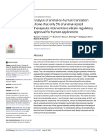 Analysis of Animal-To-human Translation Shows That Only 5% of Animal-Tested Therapeutic Interventions Obtain Regulatory Approval For Human Applications