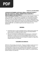 Renuncia Defensa Tecnica Juan Luis Palencia Castro Carnet 201802353 Derecho Probatorio Seccion e