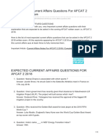 108 Expected Current Affairs Questions For AFCAT 2 2018