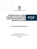 Validación para La Utilización en Colombia de La Escala FACIT-Sp para Evaluación de Bienestar Espiritual en Pacientes Con Cáncer