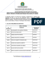 Edital Nº 156-2024 - PSS SUBSTITUTO ÁREA HISTÓRIA - Lista Preliminar de Inscritos