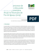 Analise Do Processo de Elaboracao e Discussao Da Lei Orcamentaria Anual No Municipio de Foz Do Iguacu 2019