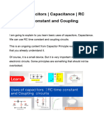 Uses of Capacitors Capacitance RC Circuit Time Constant and Coupling