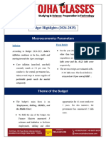 Budget Highlights (2024-2025) : Macroeconomics Parameters