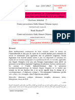 L'alternance Codique Au Service de L'apprentissage Et de La Communication Dans Une Classe de Fle Au Collège