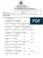 Summative Test in Mathematics 7